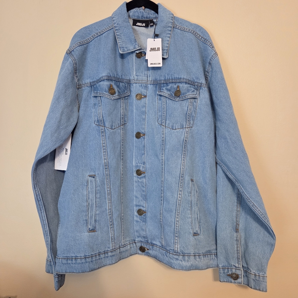 NWT Light Blue Jean Jacket Button Down Adjustable Back - Picture 7 of 12
